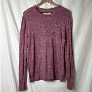 Hollister Men Crewneck Pullover Sweater Heathered Burgundy Size M Preppy Classic